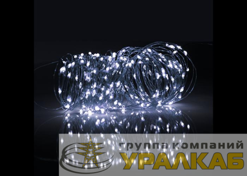 Светильник светодиодный садовый SLR-G03-100W нить 100LED холод. бел. на солнечн. батарее ФАZА 
