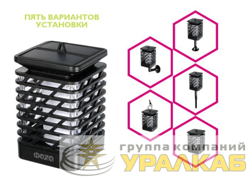 Светильник светодиодный SLR-S10 садовый IP44 сетка эффект факела солнечная батарея ФАZА 