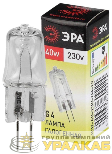 Лампа галогенная G4-JCD-40W-230V-Cl 40Вт G4 230В Эра 