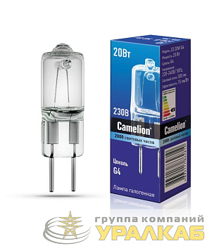 Лампа галогенная JD 20Вт капсула g4 3000К 240В g4 Camelion 