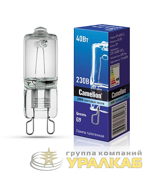 Лампа галогенная 40Вт капсула G9 3000К 240В прозр. Camelion 
