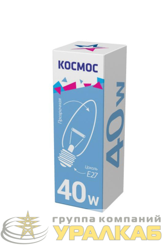 Лампа накаливания Свеча 40Вт E27 прозр. Космос 