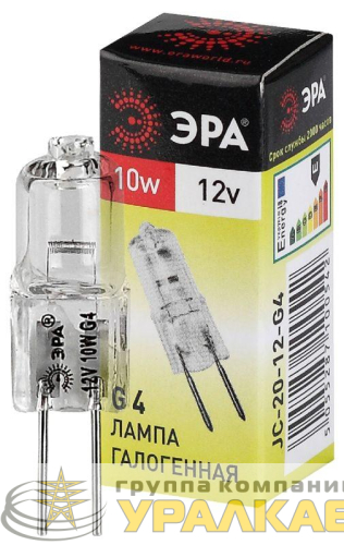 Лампа галогенная G4-JC-10W-12V ЭРА 