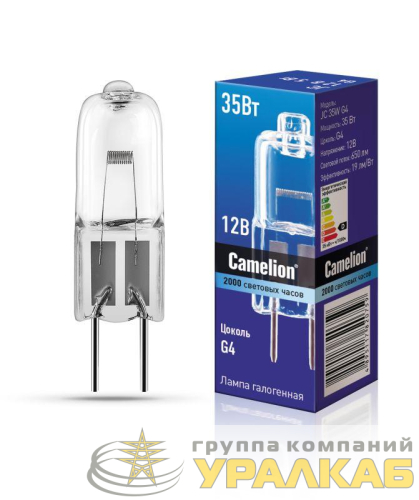Лампа галогенная JC 35Вт 12В капс. g4 Camelion 