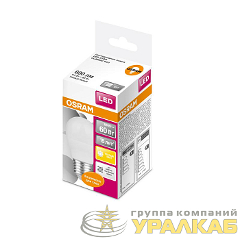 Лампа светодиодная LED Star Classic P 60 6.5W/830 6.5Вт шар матовая 3000К тепл. бел. E27 550лм 220-240В пластик. OSRAM 
