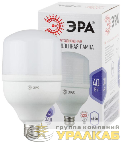 Лампа светодиодная высокомощная STD LED POWER T120-40W-6500-E27 40Вт T120 колокол 6500К холод. бел. E27 3200лм Эра 
