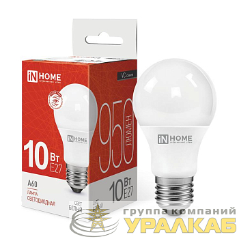 Лампа светодиодная LED-A60-VC 10Вт грушевидная 4000К нейтр. бел. E27 950лм 230В IN HOME 