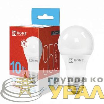 Лампа светодиодная LED-A60-VC 10Вт грушевидная 6500К холод. бел. E27 950лм 230В IN HOME 