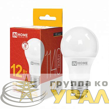 Лампа светодиодная LED-A60-VC 12Вт грушевидная 3000К тепл. бел. E27 1140лм 230В IN HOME 