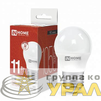 Лампа светодиодная LED-ШАР-VC 11Вт шар 4000К нейтр. бел. E27 1050лм 230В IN HOME 