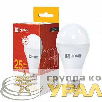 Лампа светодиодная LED-A65-VC 25Вт грушевидная 3000К тепл. бел. E27 2380лм 230В IN HOME 