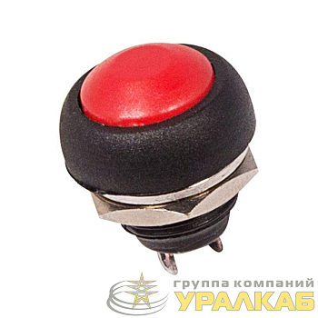 Выключатель-кнопка 250В 1А (2с) OFF-(ON) Б/Фикс красн. Micro (PBS-33В) Rexant 