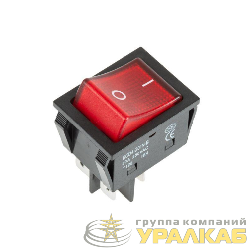 Выключатель клавишный 250В 30А (4с) ON-OFF красн. с подсветкой REXANT 