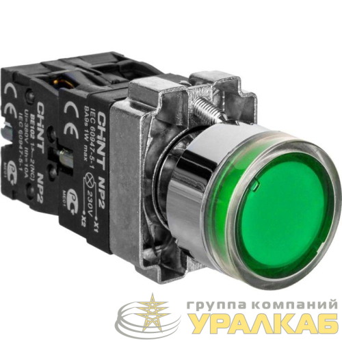 Кнопка управления NP2-BW3361 1НО зел. AC/DC 230В(LED) IP40 CHINT 