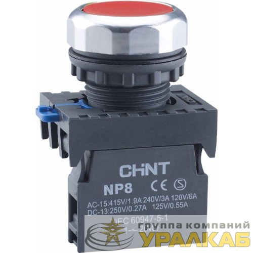 Кнопка управления NP8-01BN/4 без подсветки красн. 1НЗ IP65 (R) CHINT 