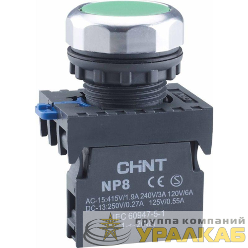Кнопка управления NP8-10BND 1НО зел. AC/DC 24В(LED) IP65 (R) CHINT 