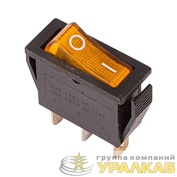 Выключатель клавишный 250В 15А (3с) ON-OFF RWB-404 SC-791 IRS-101-1C желт. с подсветкой Rexant 
