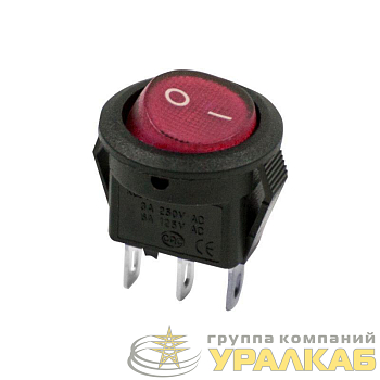 Выключатель клавишный круглый 250В 3А (2с) ON-OFF Micro RWB-105 SC-214 красн. Rexant 