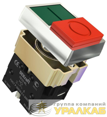 Переключатель на 2 положения I-O ПЕ-22 BL d22мм 220В зел./красн. DEKraft 