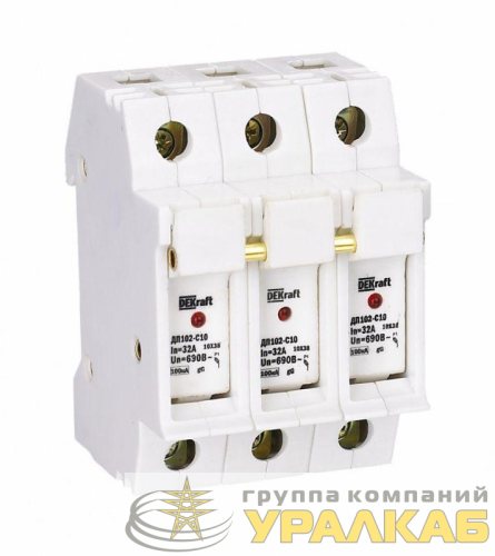 Держатель предохранительного типа C10 ДП102-С10-3Р DEKraft 