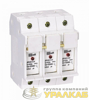 Держатель предохранительного типа C14 ДП102-С14-3P со светодиодной индикацией DEKraft 