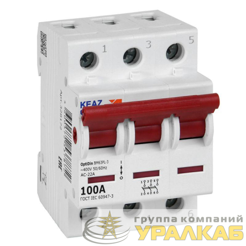 Выключатель нагрузки модульный OptiDin BM63PL-3100-УХЛ3 (ВМ63PL) КЭАЗ 