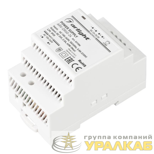 Блок питания ARV-DR60-24 24В 2.5А 60Вт IP20 DIN-рейка Arlight 