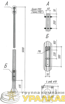 Опора ОГКф-5 (3мм 60/110 фл.190х10 мц. 140 отв. 19х4) гор. оцинк. UMECON 