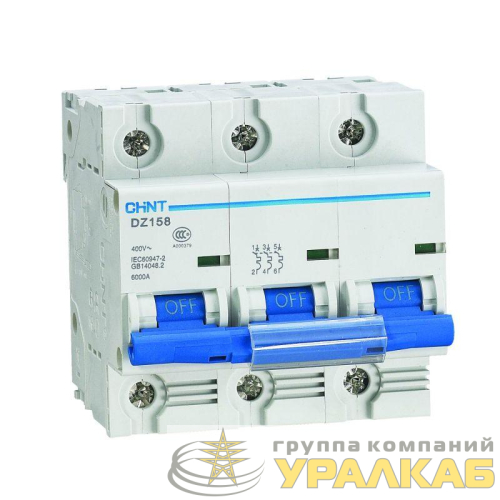 Выключатель автоматический модульный 3п 80А 10кА 8-12In DZ158-125H (R) CHINT 