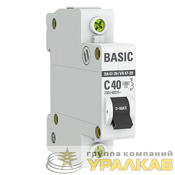 Выключатель автоматический модульный 1п C 40А 4.5кА ВА 47-29 Basic EKF 