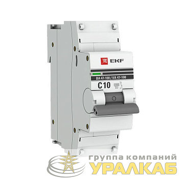 Выключатель автоматический модульный 1п C 10А 10кА ВА 47-100 PROxima EKF 
