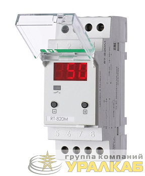 Регулятор температуры RT-820M от -30 до +140 град.C; 16А 24-264В DC/30-264В AC 1Z IP20 микропроцессорный; многофункц.; цифровая индикация; выносной датчик с термоус. проводом; монтаж на DIN-рейке 35мм F&F 