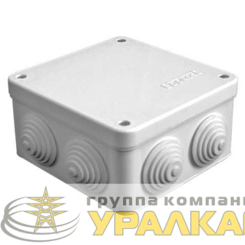Коробка распределительная ОП 105х105х56мм IP54 7 выходов 4 гермоввода крышка на винтах сер. Epplast 