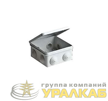 Коробка распределительная ОП 100х100х50мм 8 вводов откид. крышка IP54 сер. Ruvinil 