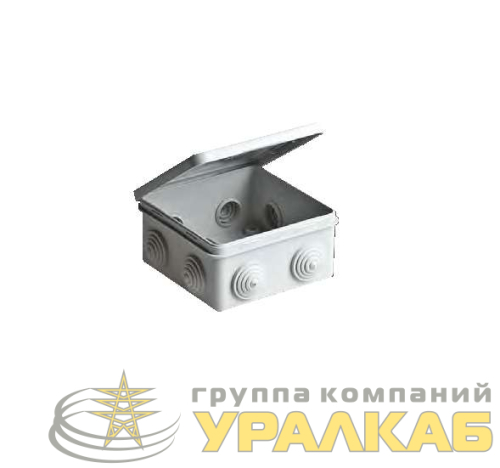 Коробка распределительная ОП 100х100х50мм 8 вводов откид. крышка IP54 сер. Ruvinil 