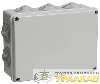 Коробка распаячная ОП 190х140х70 IP55 КМ41244 RAL7035 (10 гермовводов) IEK 