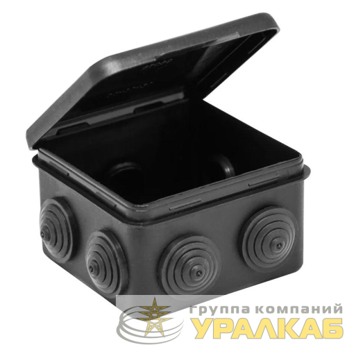 Коробка распределительная ОП 80х80х50мм (откид. крышка)УХЛ1 IP54 черн. Ruvinil 
