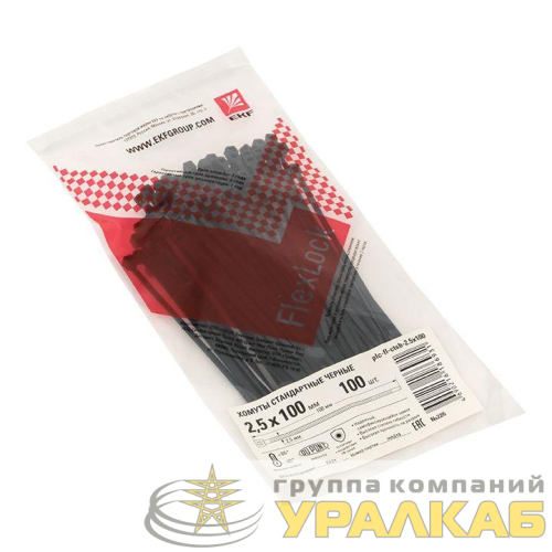 Хомут P6.6 2.5х100 FlexLock стандартный черн. (уп.100шт) PROxima EKF 