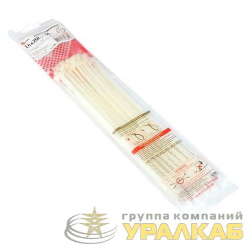 Хомут P6.6 3.6х250 FlexLock стандартный бел. (уп.100шт) PROxima EKF 