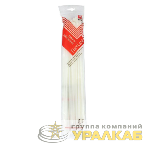 Хомут P6.6 4.8х300 FlexLock стандартный бел. (уп.100шт) PROxima EKF 