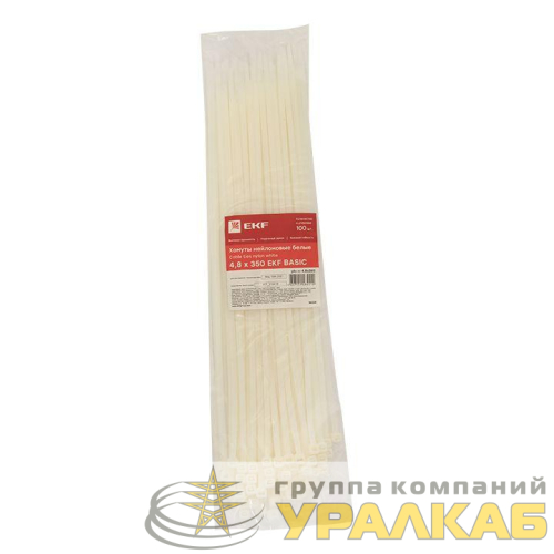 Хомут кабельный 4.8х350 нейл. бел. (уп.100шт) EKF 