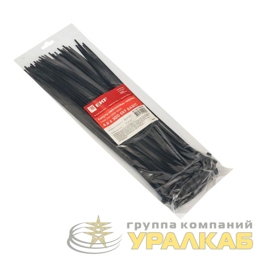 Хомут кабельный 4.8х300 нейл. черн. (уп.100шт) EKF 