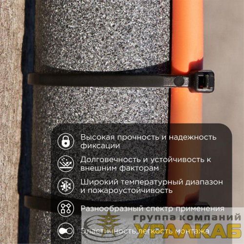 Хомут кабельный 2.5х150 нейл. черн. (уп.100шт) Rexant 