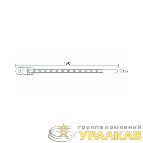 Хомут кабельный под винт 3.6х150 нейл. черн. (уп.100шт) Rexant 