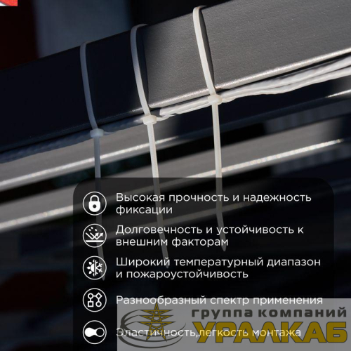 Хомут кабельный 2.5х200 нейл. бел. (уп.100шт) PROCONNECT 
