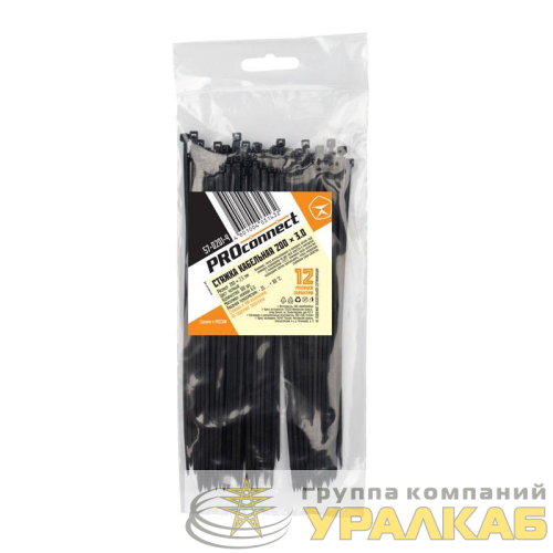 Хомут кабельный 2.5х200 нейл. черн. (уп.100шт) PROCONNECT 