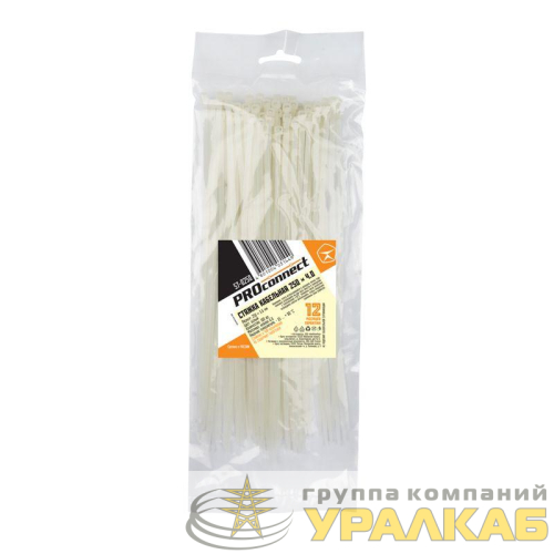Хомут кабельный 3.6х250 нейл. бел. (уп.100шт) PROCONNECT 