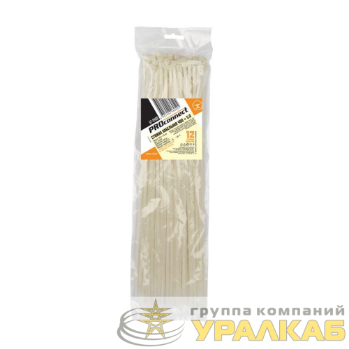 Хомут кабельный 4.8х400 нейл. бел. (уп.100шт) PROCONNECT 
