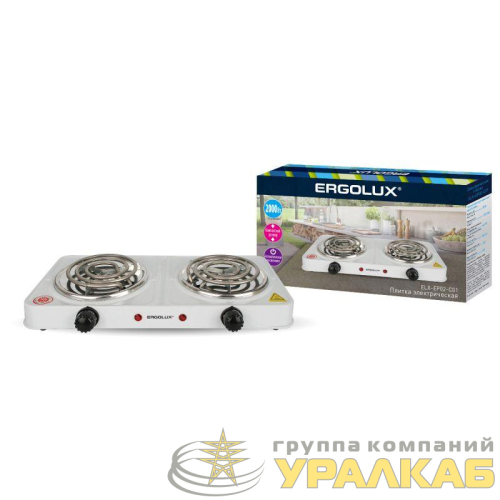 Электроплитка ELX-EP02-C01 2 конф. спиральный нагр. эл. 2000Вт 220-240В бел. Ergolux 