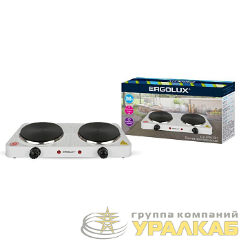 Электроплитка ELX-EP04-C01 2 конф. дисковый нагр. эл. 2000Вт 220-240В бел. Ergolux 